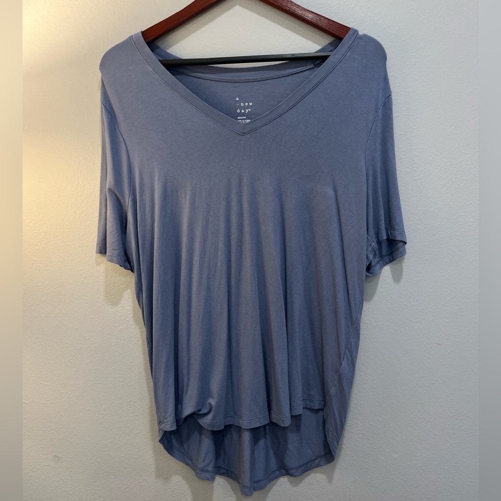A New Day Women's Blue V-Neck Top